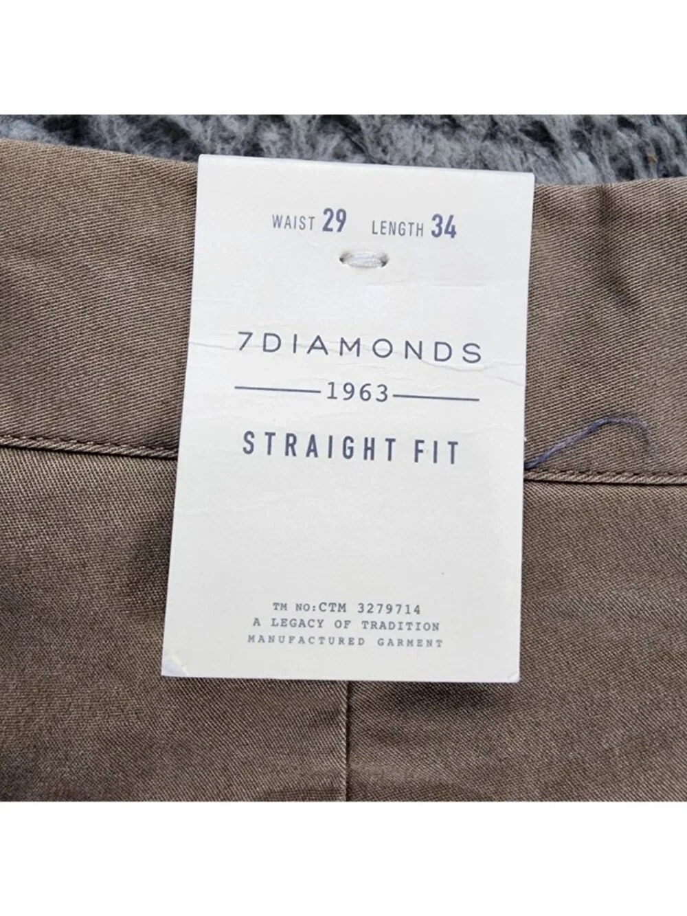7 Diamonds Pants Mens 29x34 Tan Stretch Mid Rise Straight Fit *NWT*